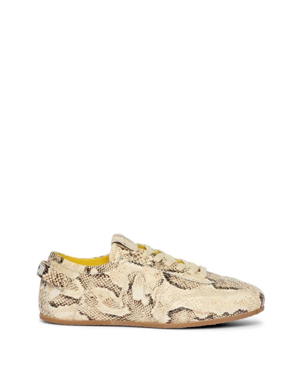 MSGM White Snakeskin Lace-Up Sneakers