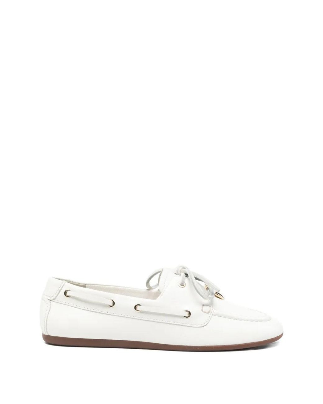 Maje White Leather Boat Shoes