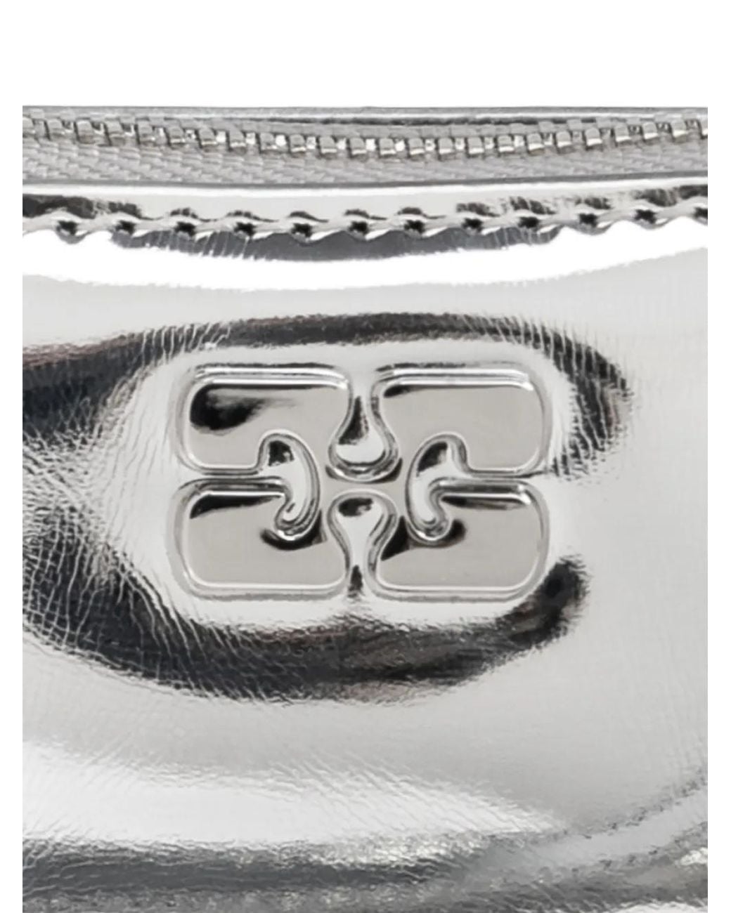 Ganni White Braided-Handle Metallic-Effect Pouch Bag Charm