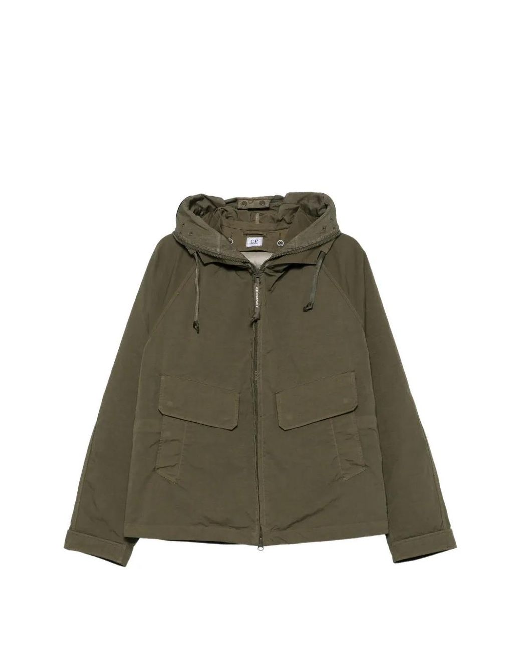 C P Company Green Hooded Flap-Pocket Jacket for men
