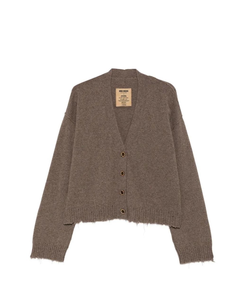 Uma Wang Brown Over Distressed V-Neck Cardigan