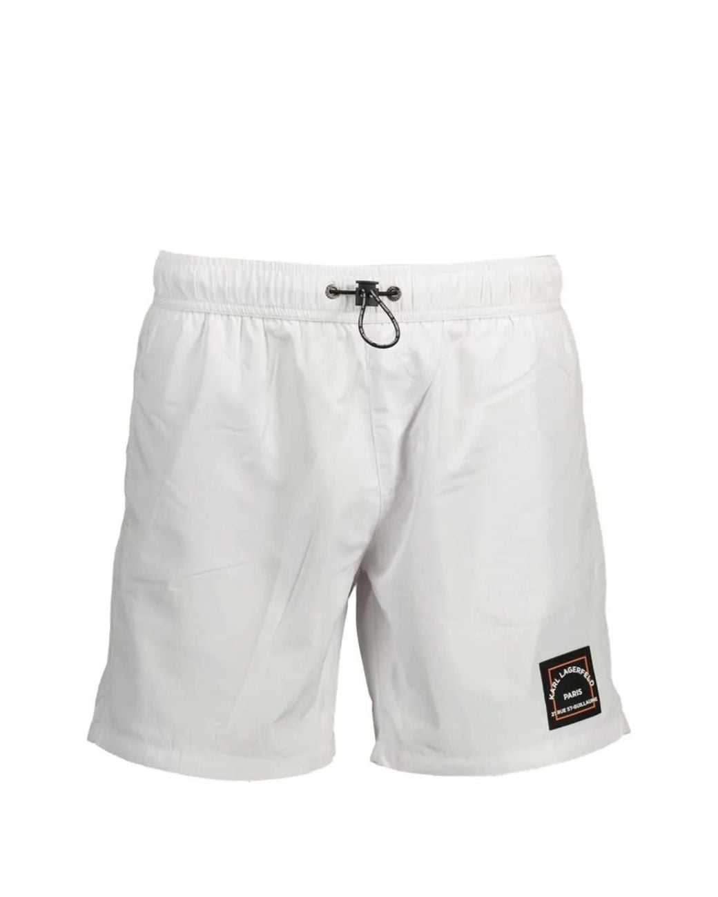 Karl Lagerfeld White Logo-Patch Drawstring Swim Shorts for men