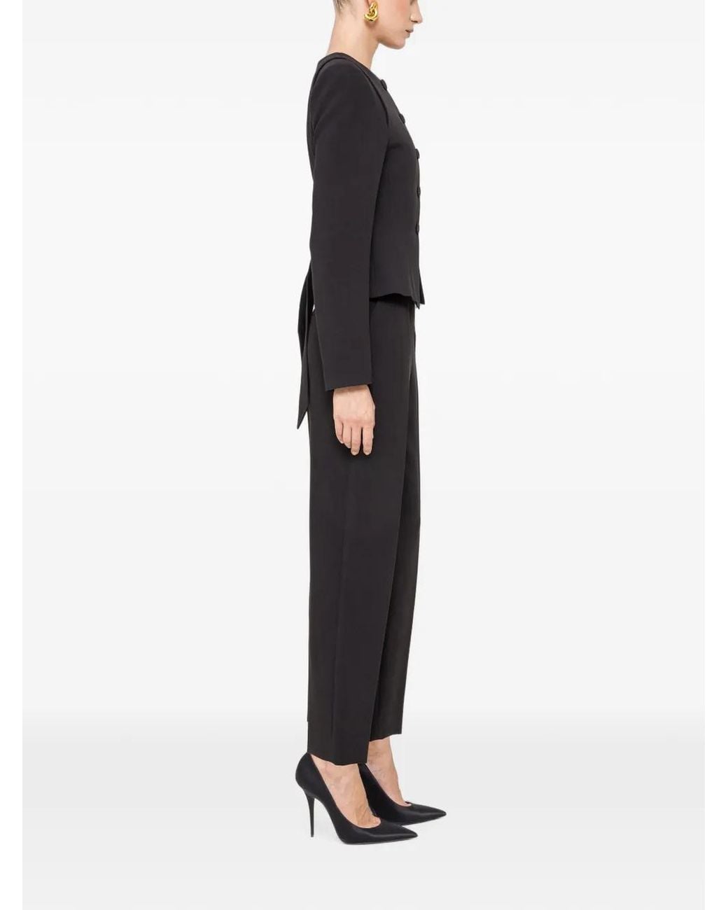 Nissa Black Single-Breasted Fitted Blazer