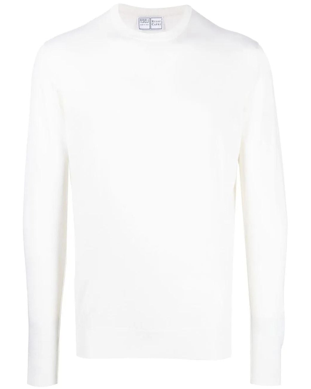 Fedeli White Crew-Neck Cashmere Cardigan for men
