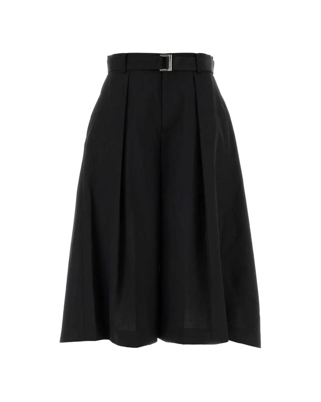Sacai Black Pleated Bermuda Shorts