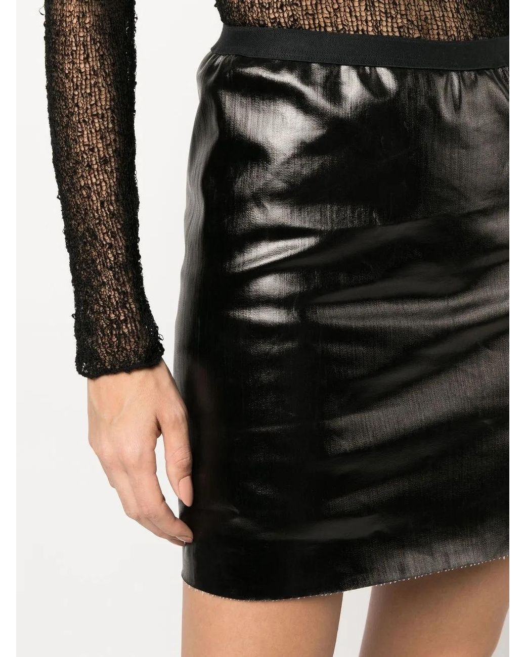 Rick Owens Black Glossy-Finish Short Skirt