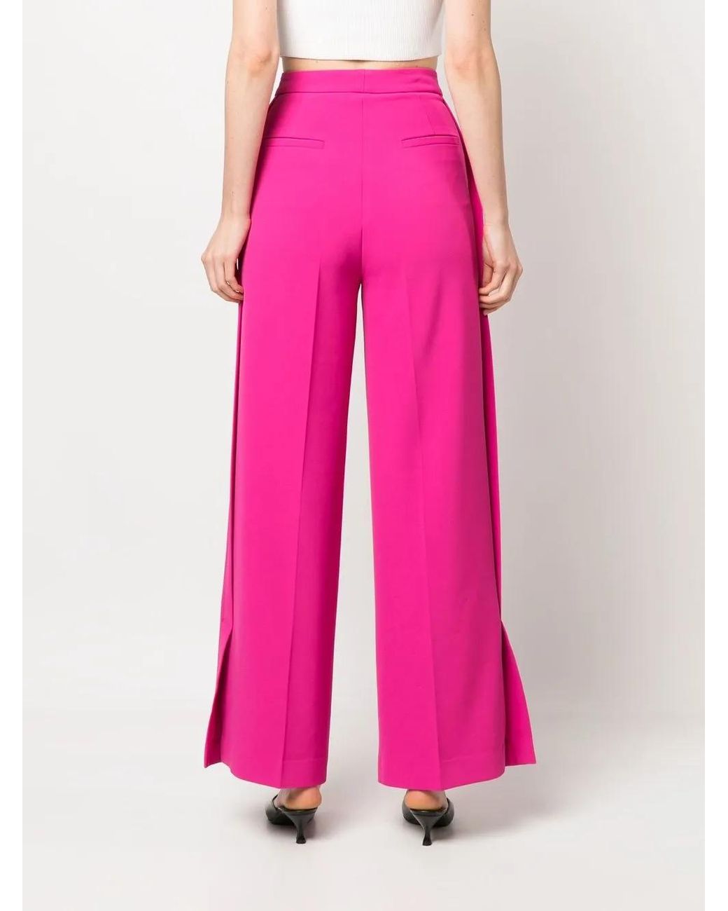 Blanca Vita Pink Overlapping-Panel Palazzo Pants