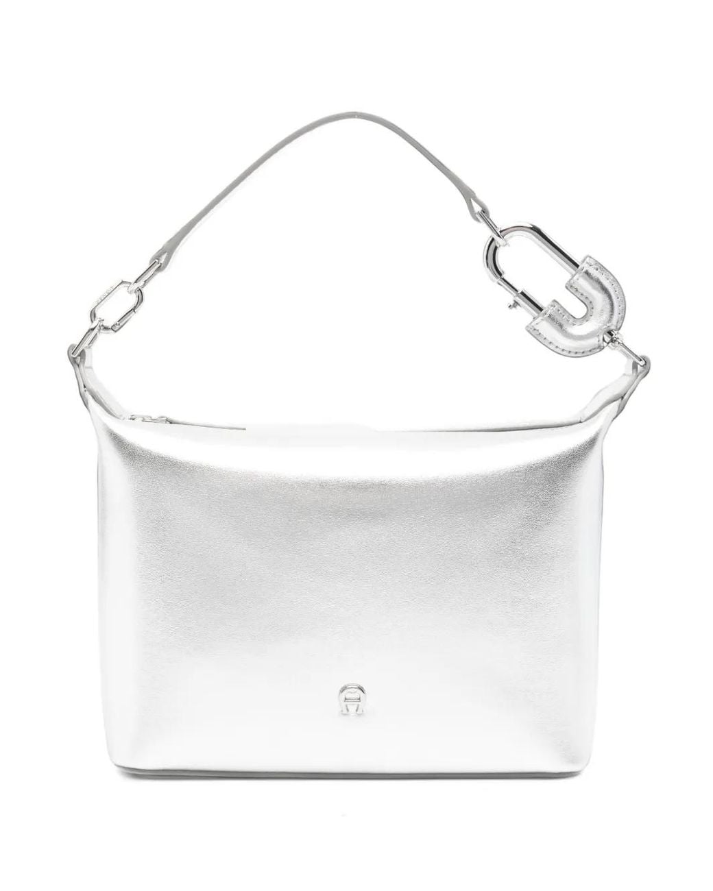 Aigner White Fashion Metallic Logo-Plaque Clutch Bag