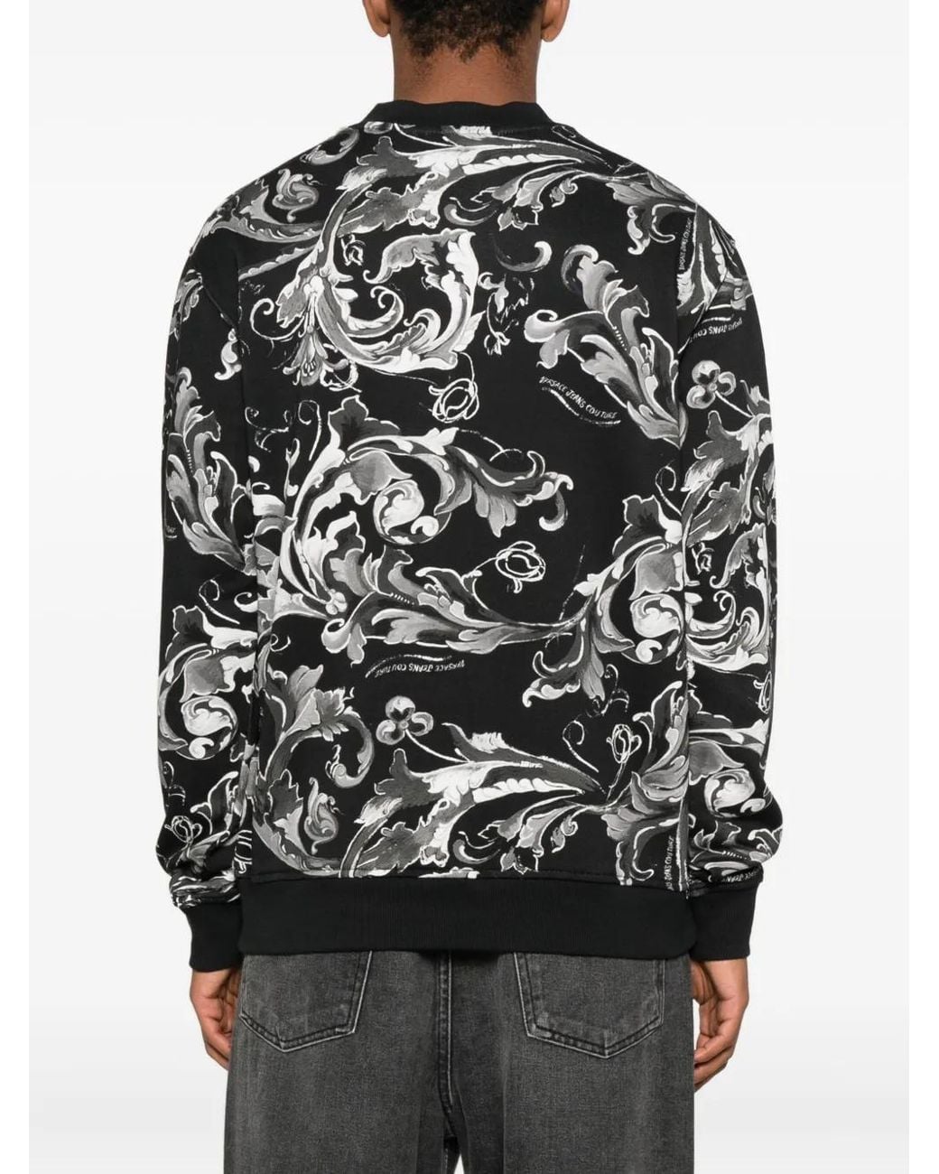 Versace Jeans Couture Black Baroque-Print Sweatshirt for men