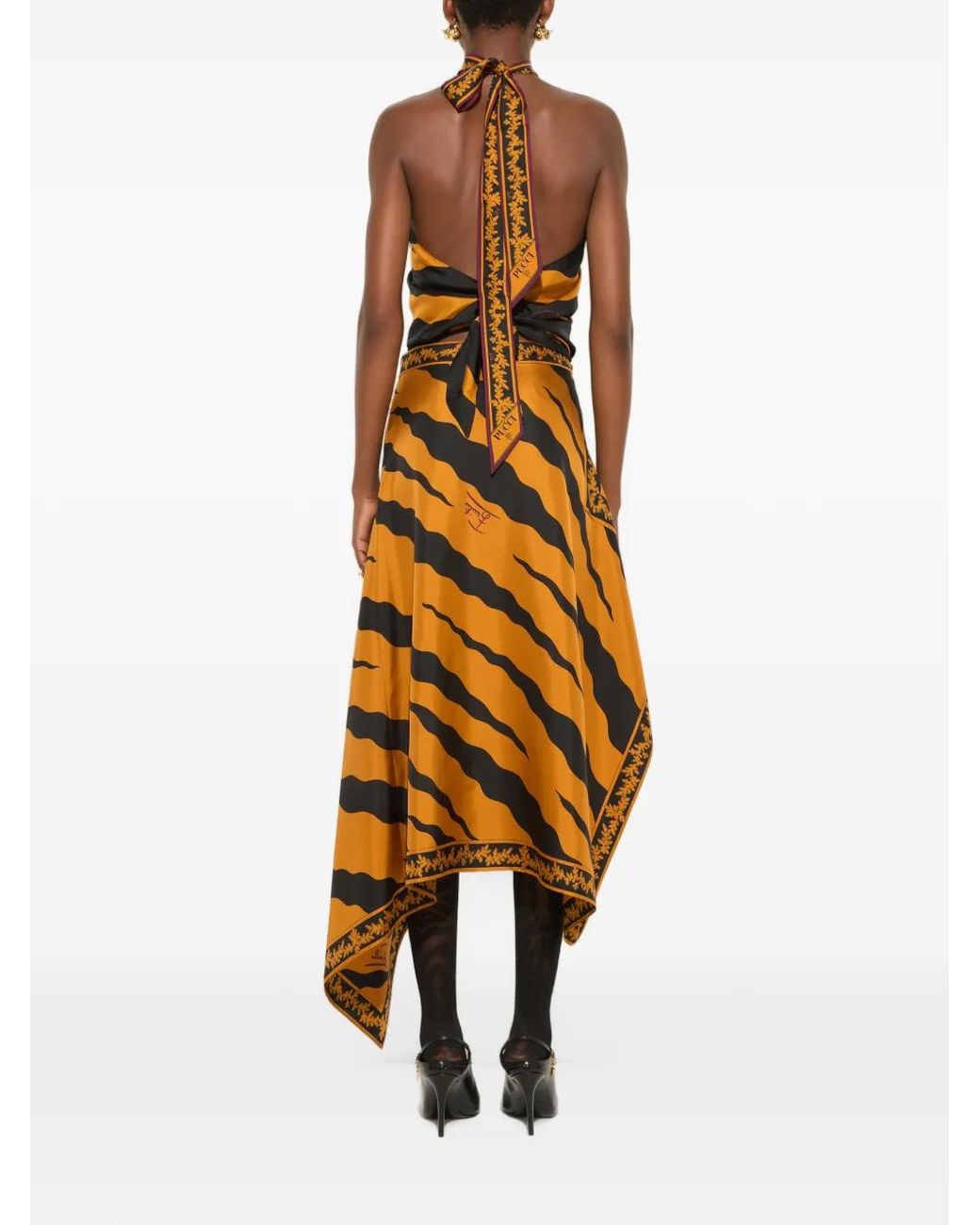 Emilio Pucci Yellow Fiamme-Print Halter Top