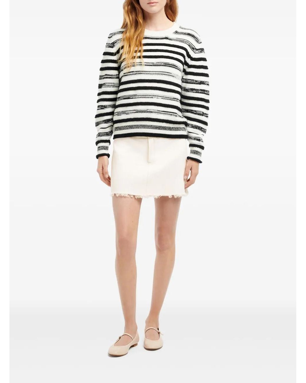 Barrie White Striped Sweater