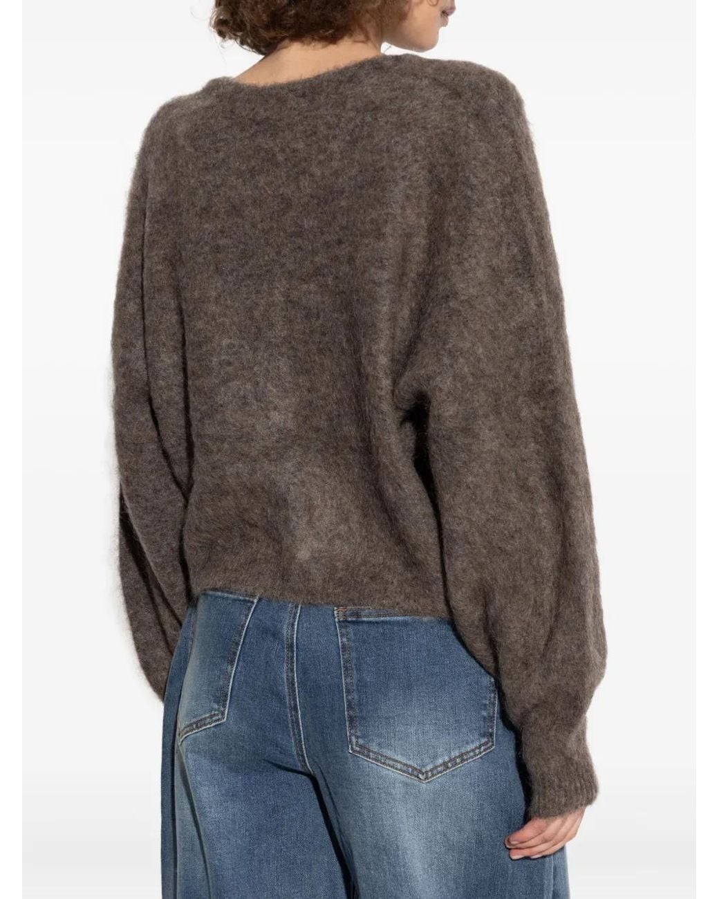Gestuz Brown Button-Front Fluffy Cardigan