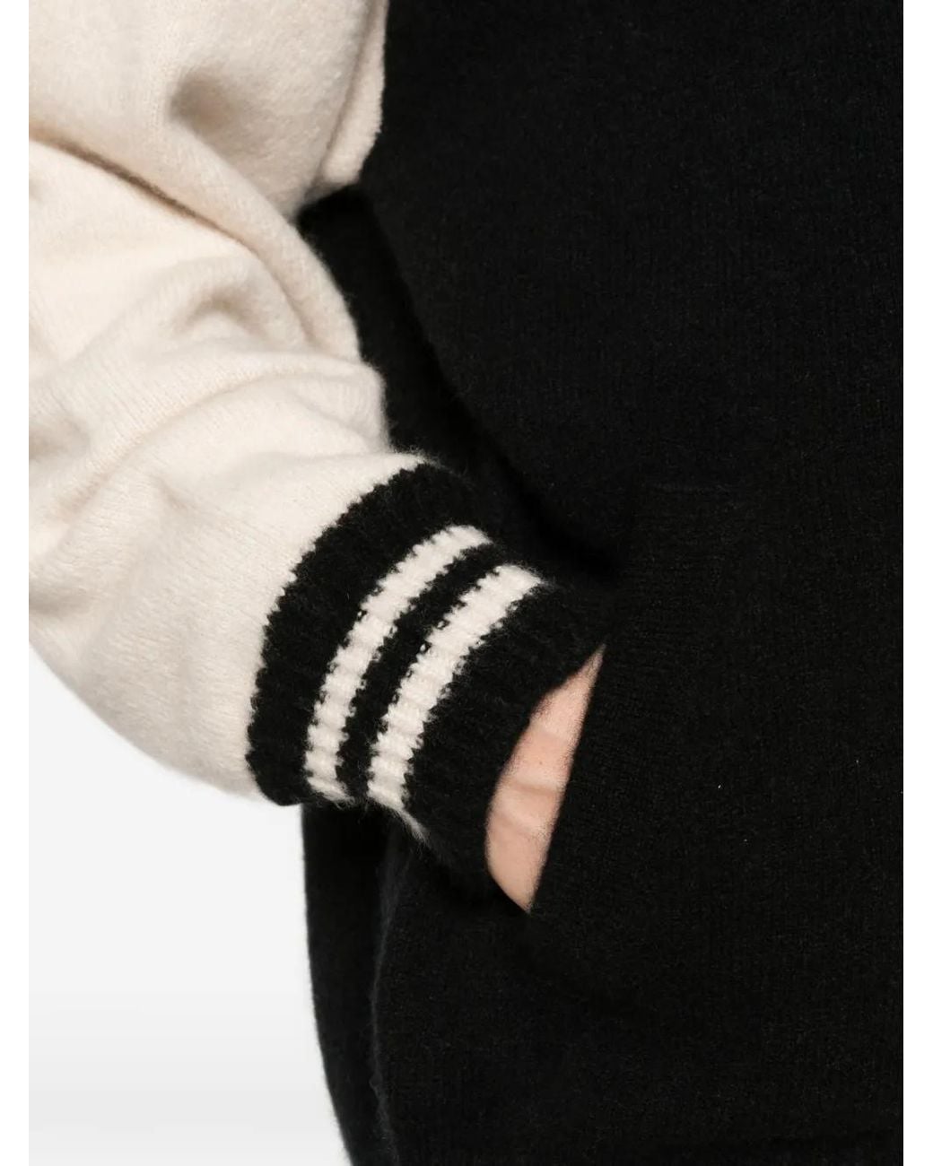Laneus Black Long-Sleeve Colour-Block Cardigan