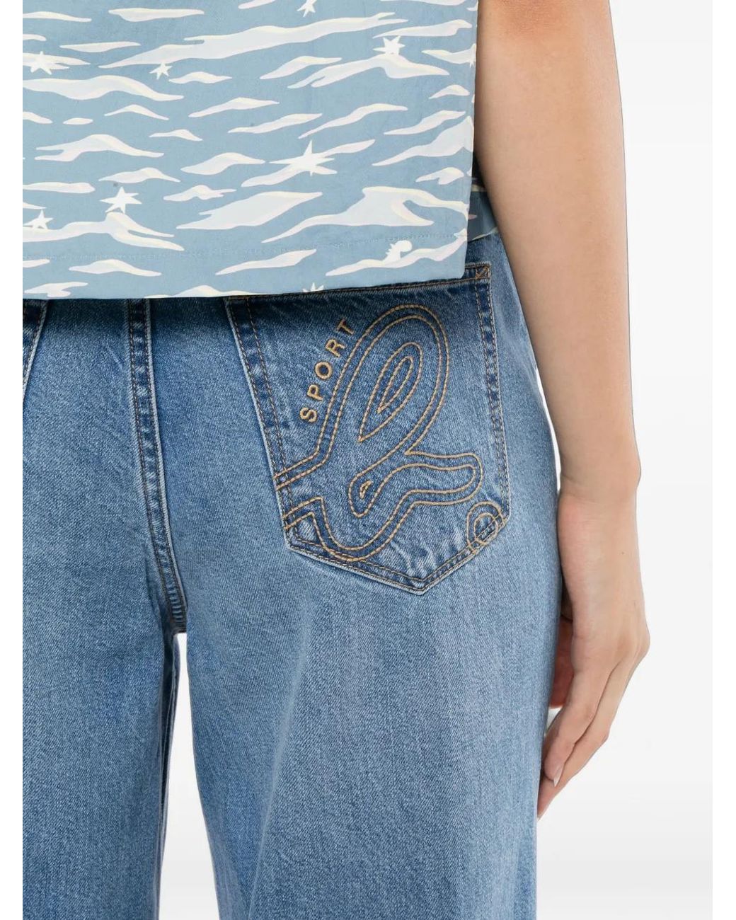 SPORT b. by agnès b. Blue Logo-Embroidered Jeans