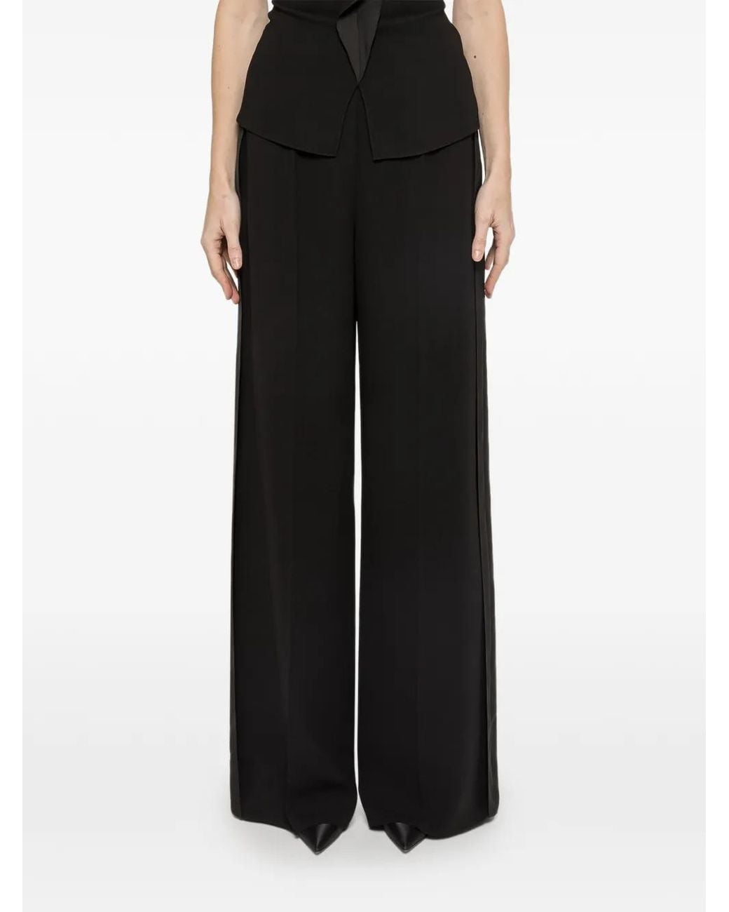 Nissa Black High-Rise Wide-Leg Pants