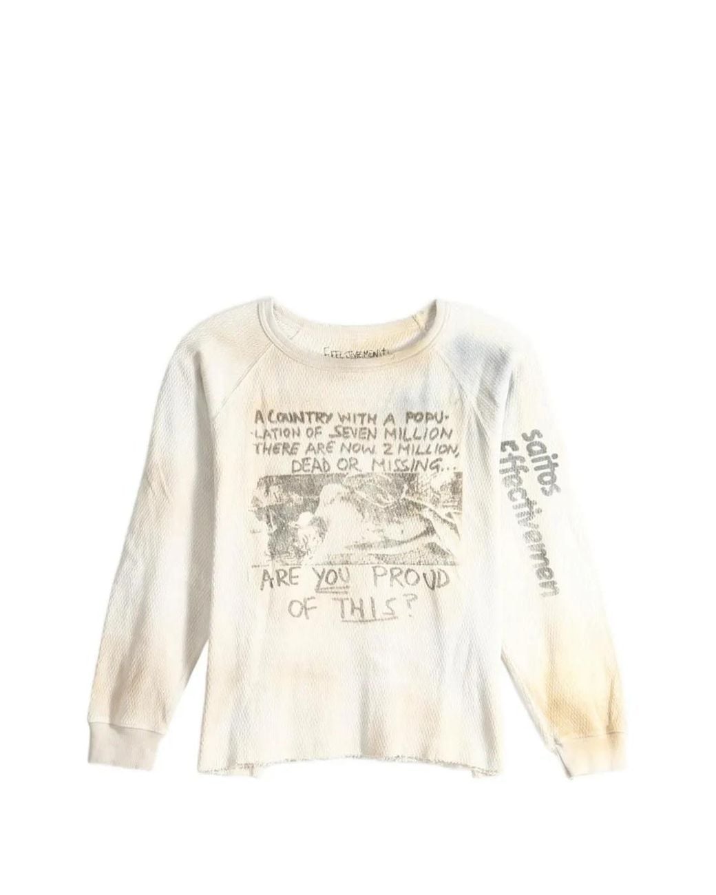 SAITOS Natural Are You Proud? Waffle-Knit Long-Sleeve T-Shirt