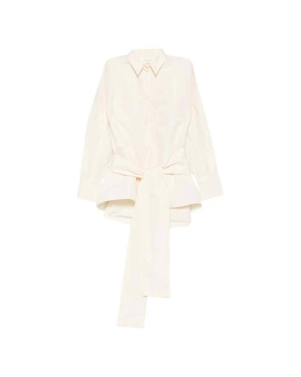 Co.Go White Tie-Waist Button-Up Shirt