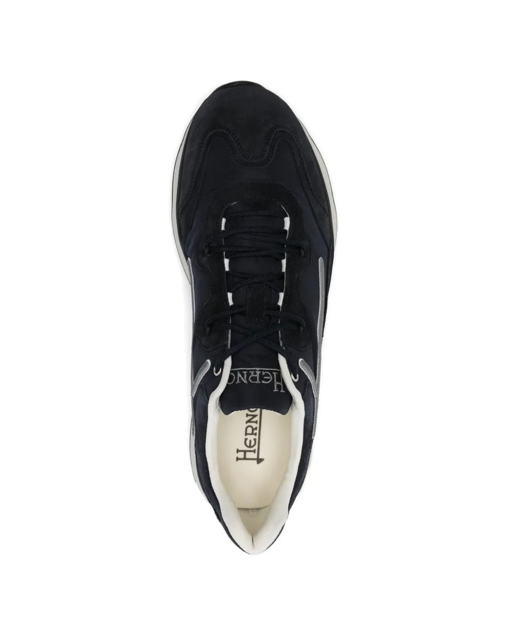 Herno Black Logo-Appliqué Leather Sneakers for men