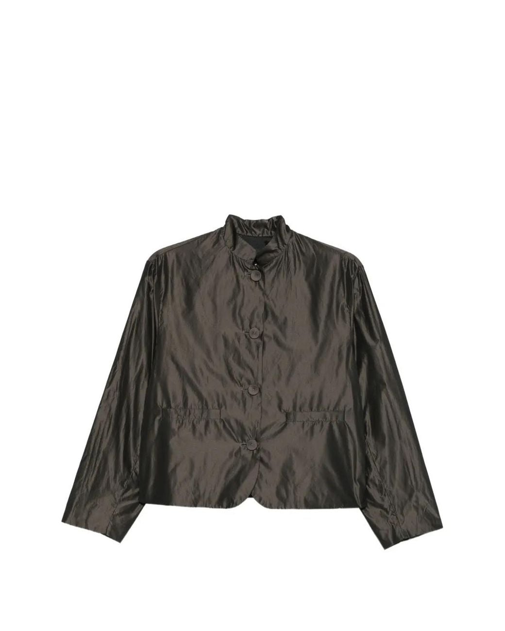 ROSSO35 Brown High-Neck Button-Front Jacket