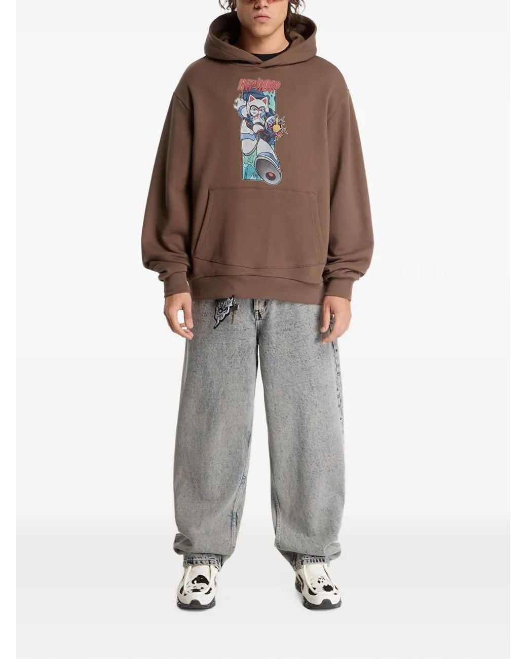 RIPNDIP Brown Rokkunerm Graphic-Print Hoodie for men