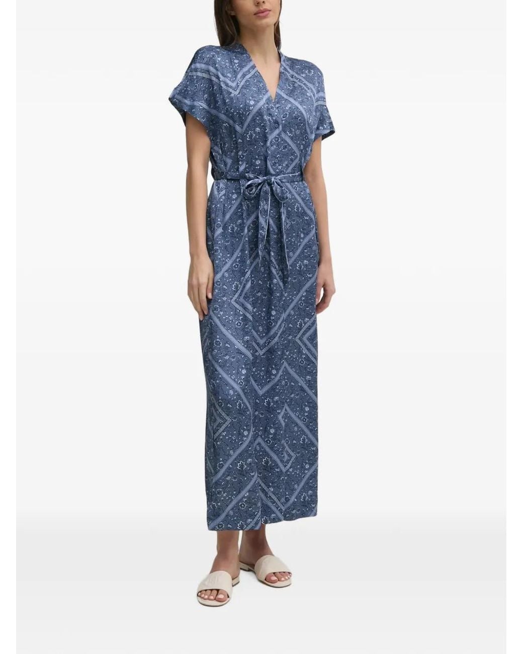 Mos Mosh Blue Lisha Boarda Floral-Print Belted Maxi Dress