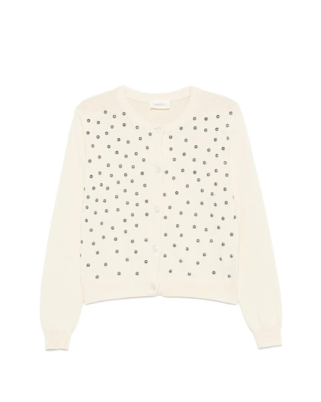 ViCOLO White Stud-Embellished Cardigan