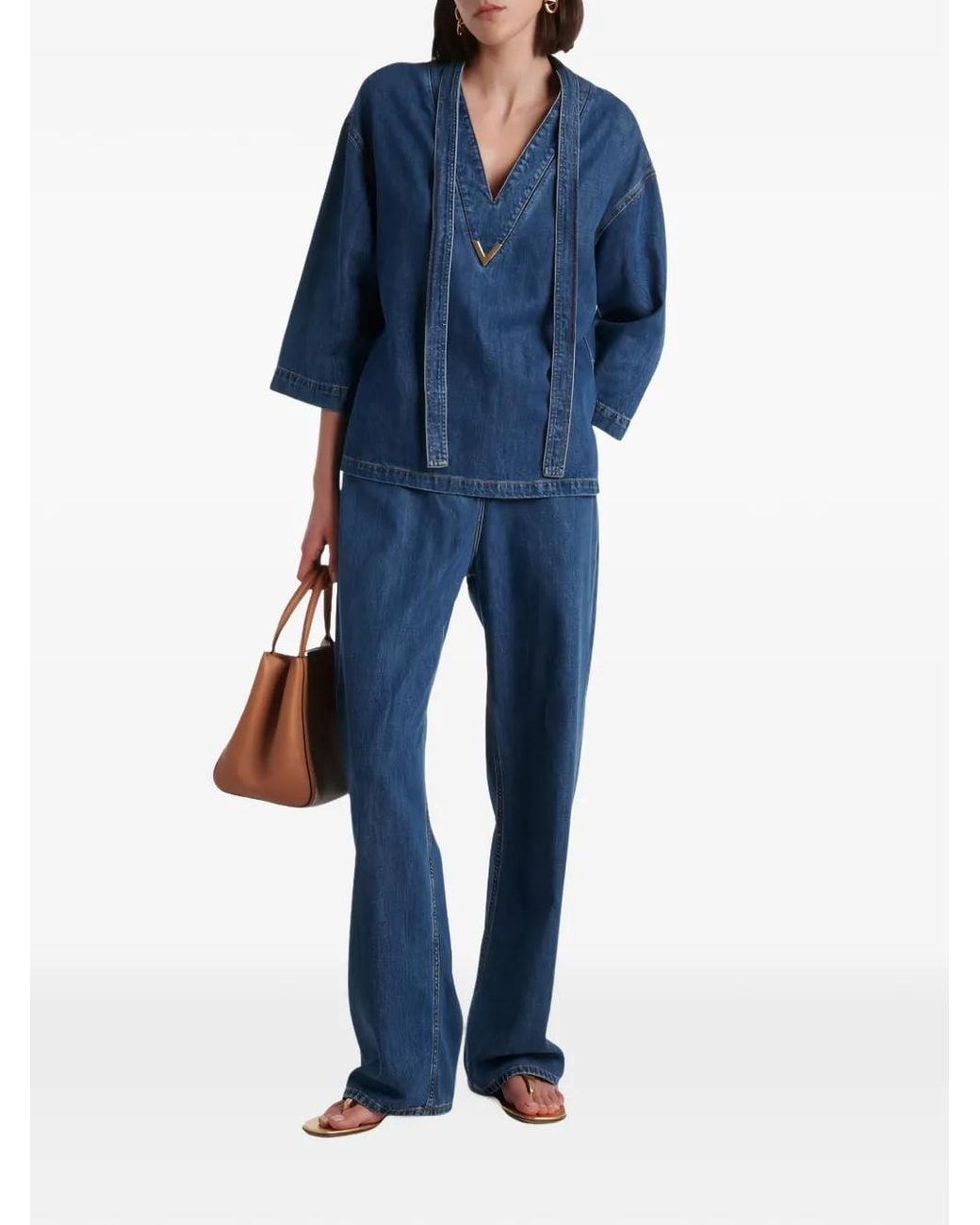 Valentino Garavani Blue Logo-Patch Jeans