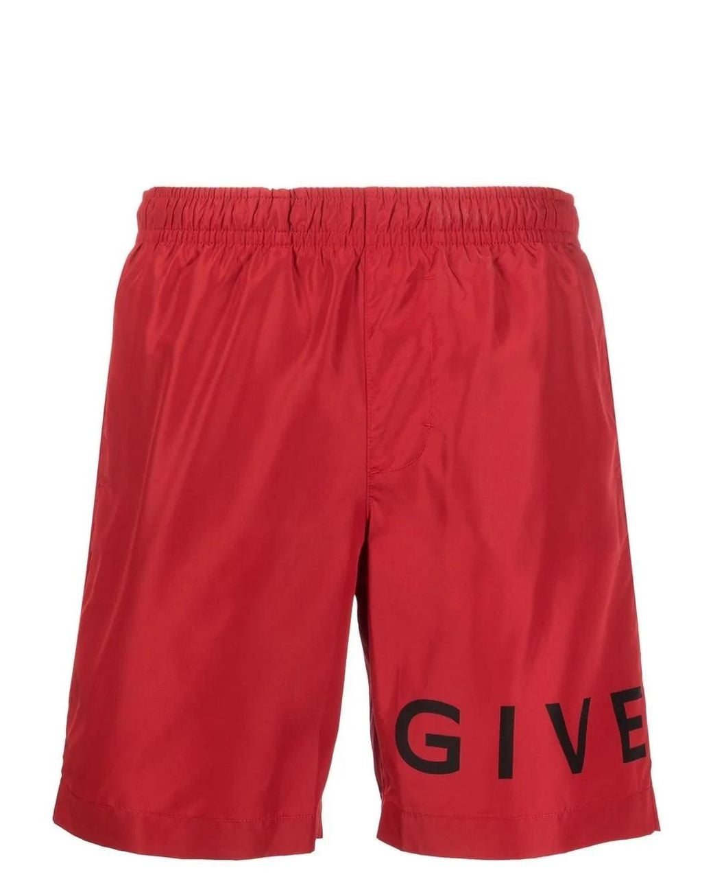 Givenchy Red Logo-Print Swim Shorts for men