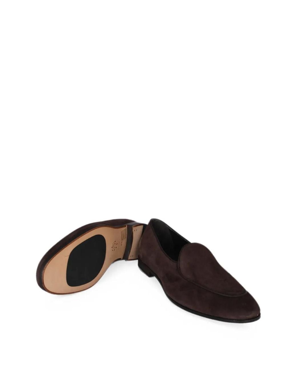 Eleventy Brown Almond-Toe Suede Loafers for men
