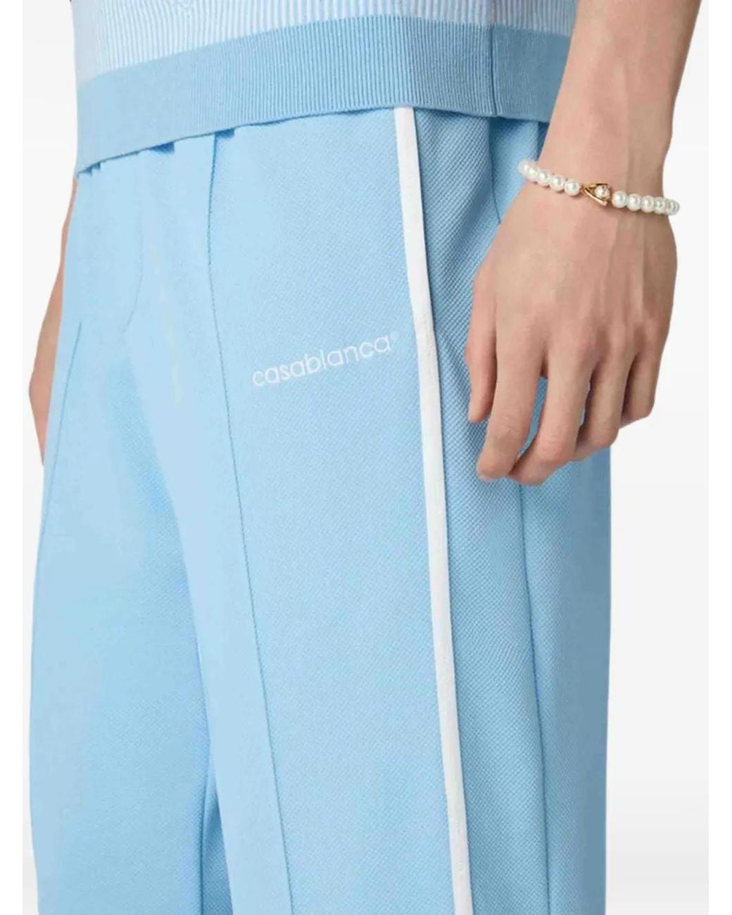 Casablanca Blue Logo-Embroidered Side-Stripe Track Pants for men