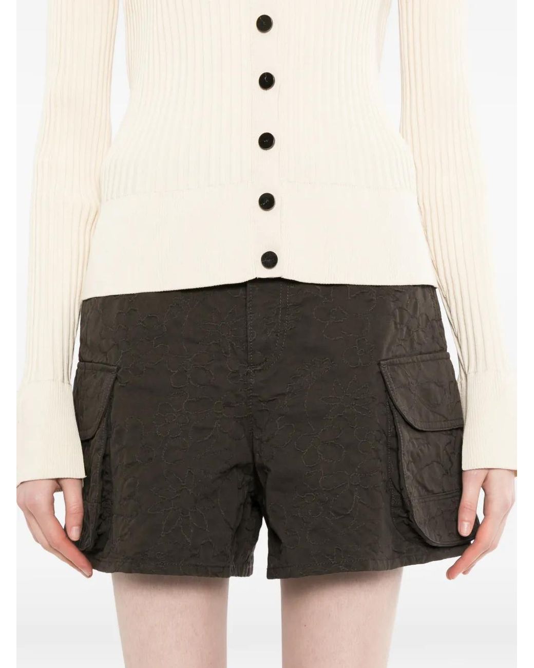 JNBY Black Floral-Embroidered Shorts