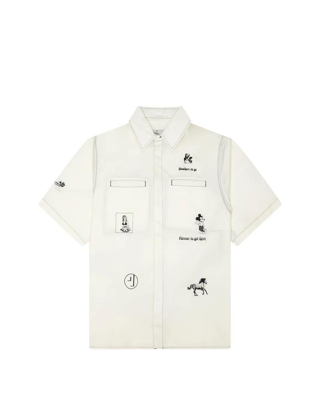 JUNGLES White Graphic-Print Short-Sleeve Shirt for men