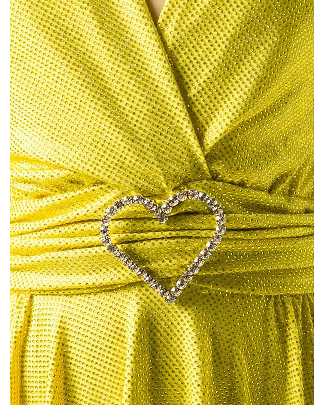 Philipp Plein Yellow Aphrodite Crystal Mini Dress