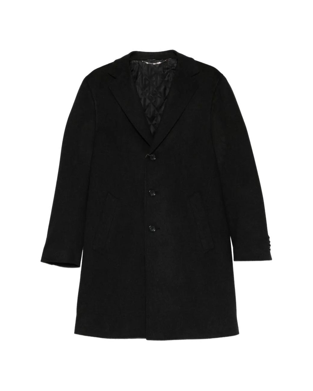 Canali Black Buttoned Coat for men