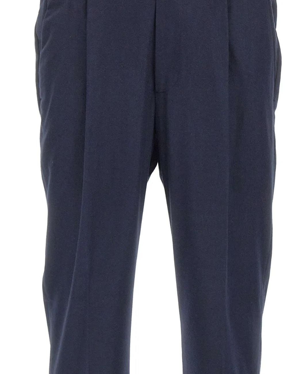 Devore Blue Pleated-Front Brushed-Finish Trousers for men