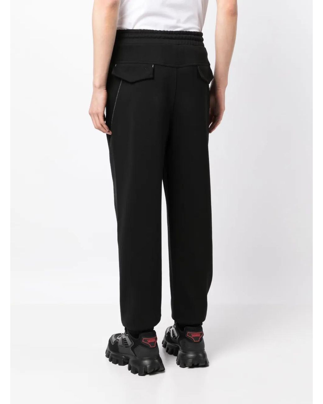 Adererror Black Logo-Embroidered Cotton Drawstring Trousers for men