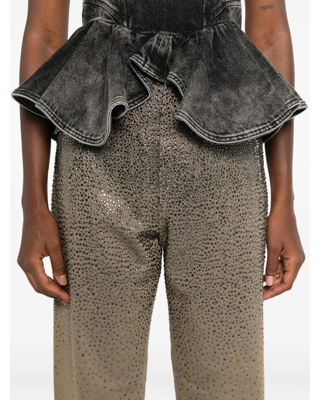 Golden Goose Deluxe Brand Gray Swarovski-crystal-embellished Jeans
