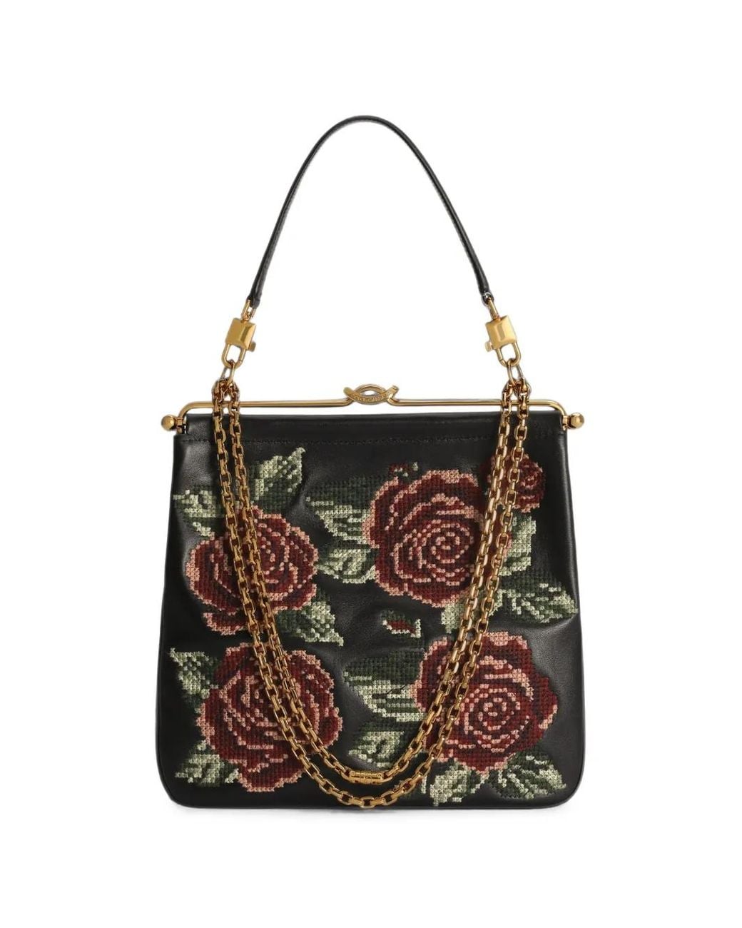 Dolce & Gabbana Black Dina Shoulder And Crossbody Bag With Fine Stitch Embroidery