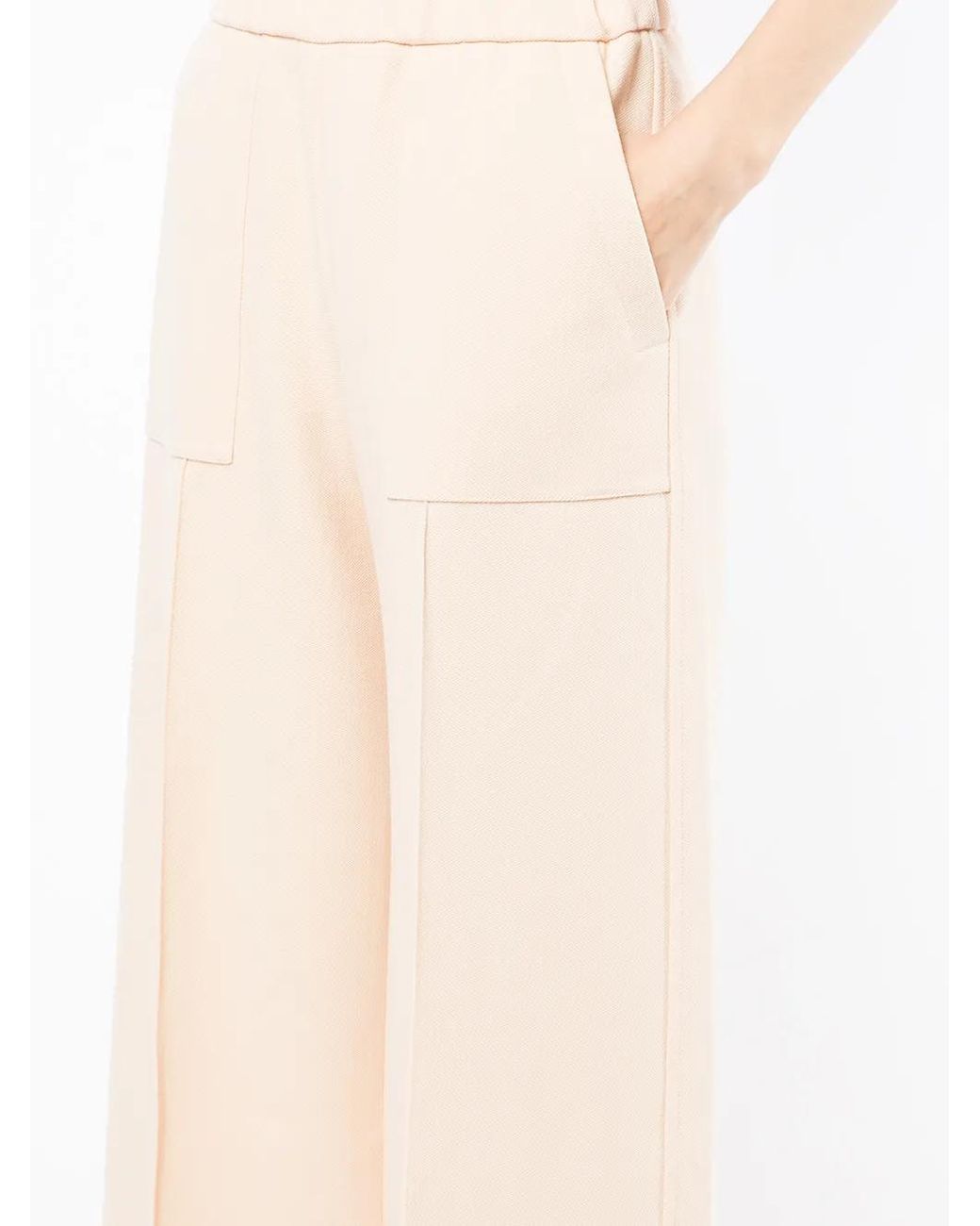 Jil Sander Natural Wide-Leg Wool Trousers