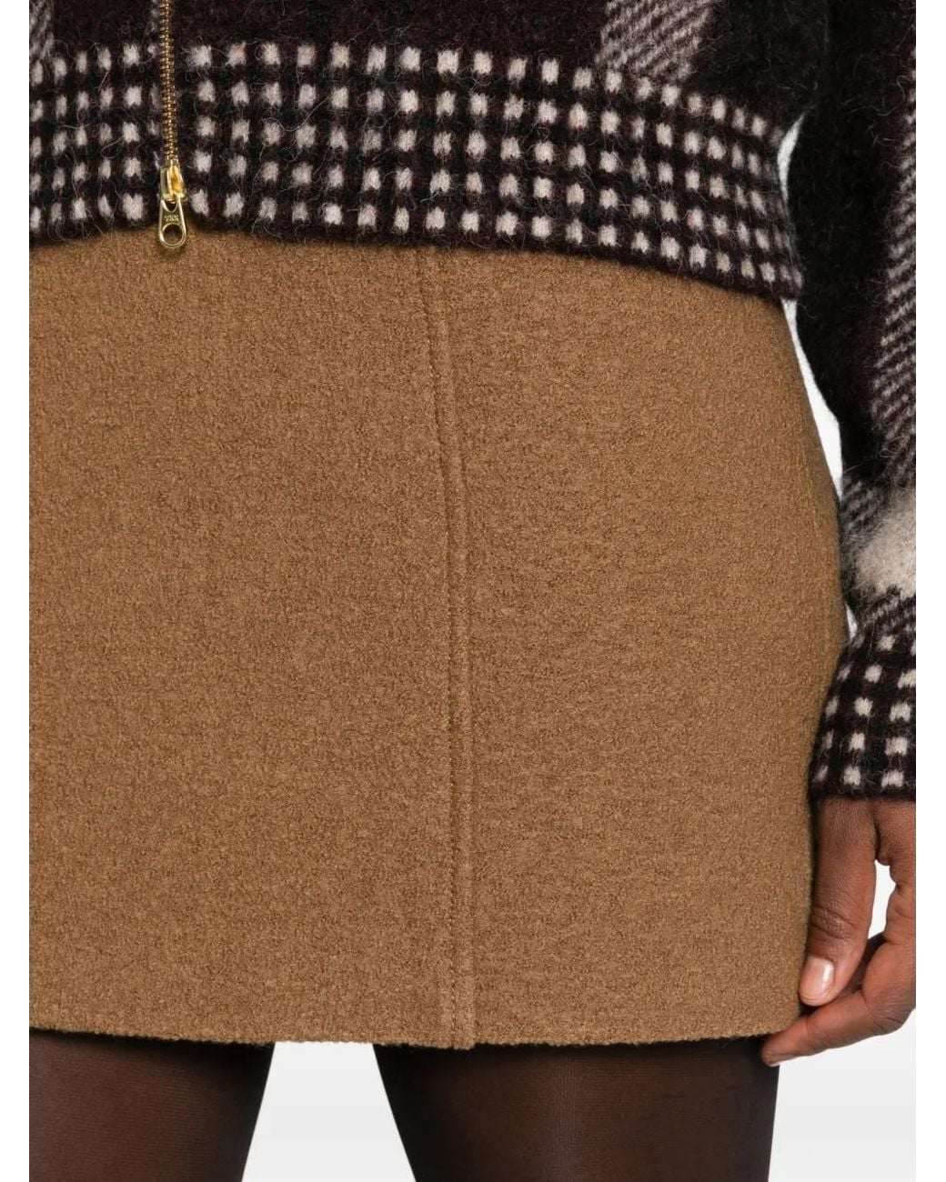 iBlues Brown Seam-Detail Mini Skirt