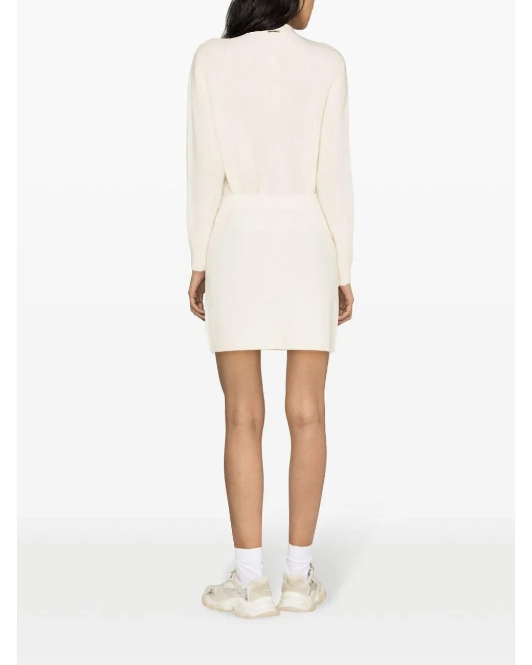 MICHAEL Michael Kors White High-Waisted Ribbed Skirt