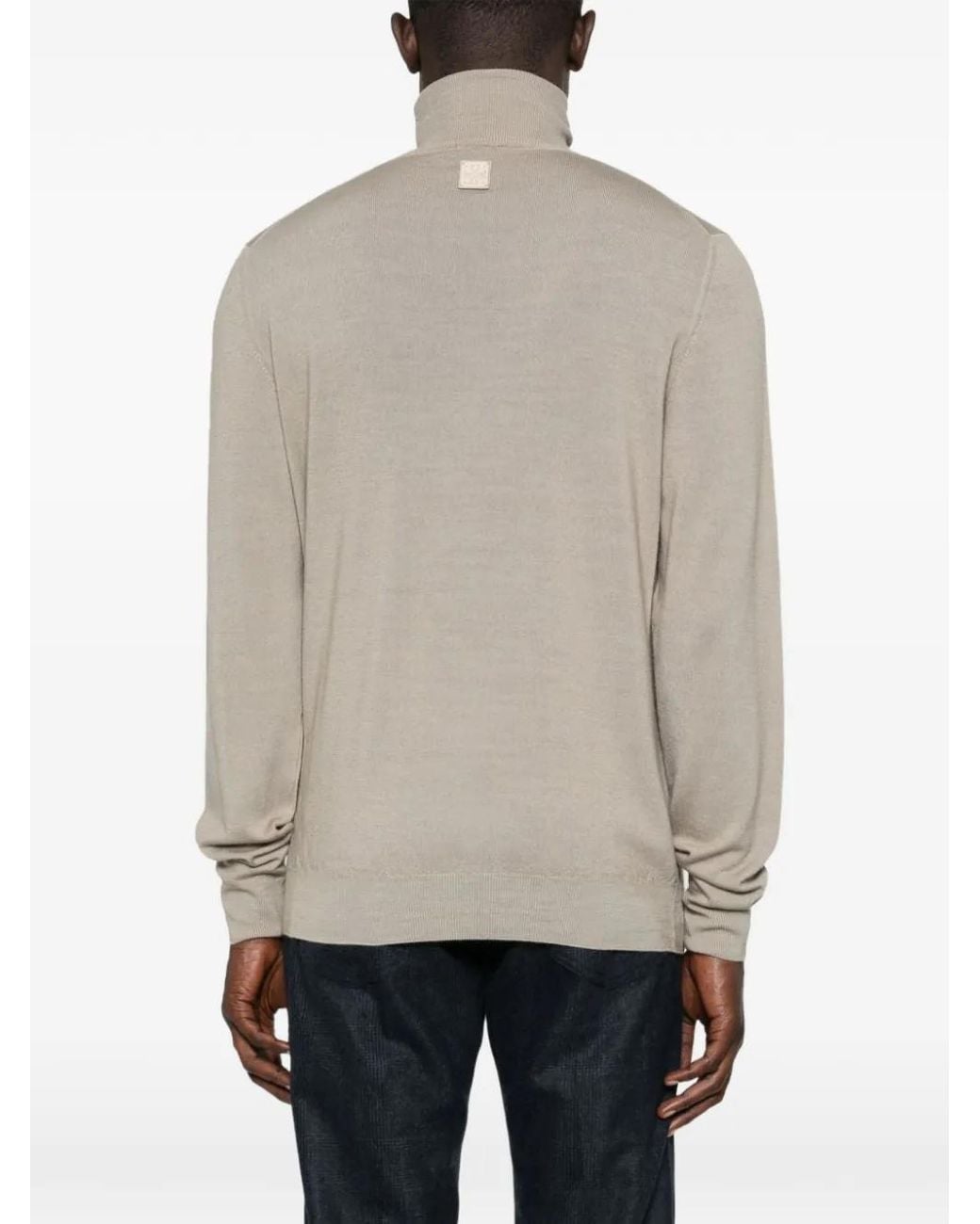 Jacob Cohen Natural High-Neck Wool Sweater for men