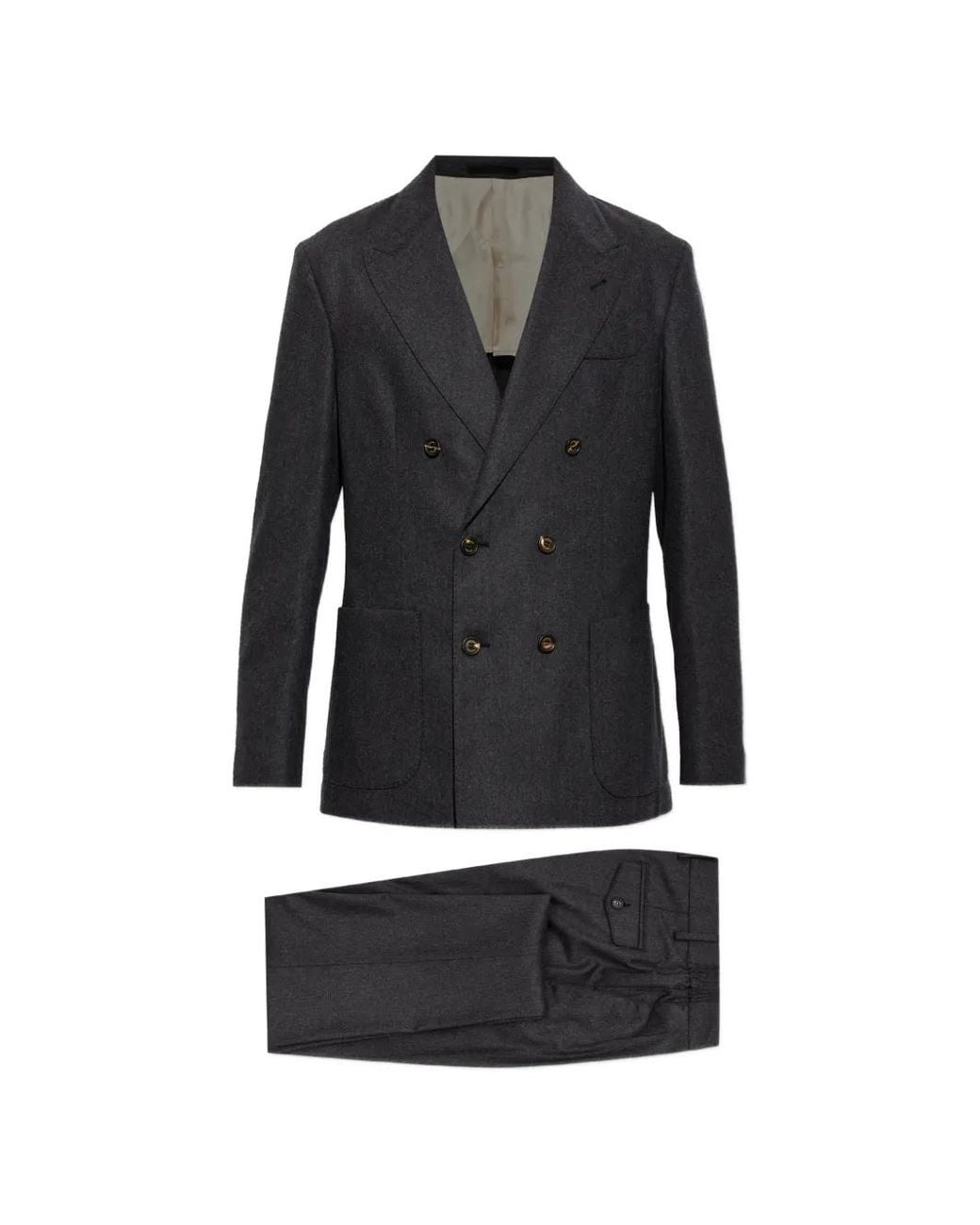 Eleventy Black Double-Breasted Buttoned Suit for men