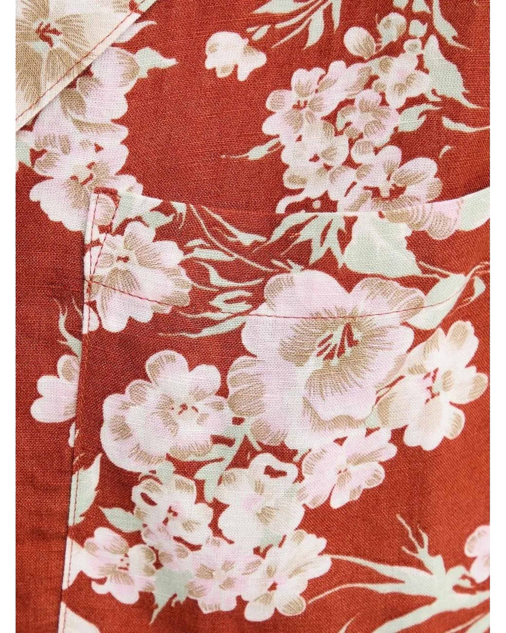 Levi's Red Floral-Print Chest-Pocket Shirt