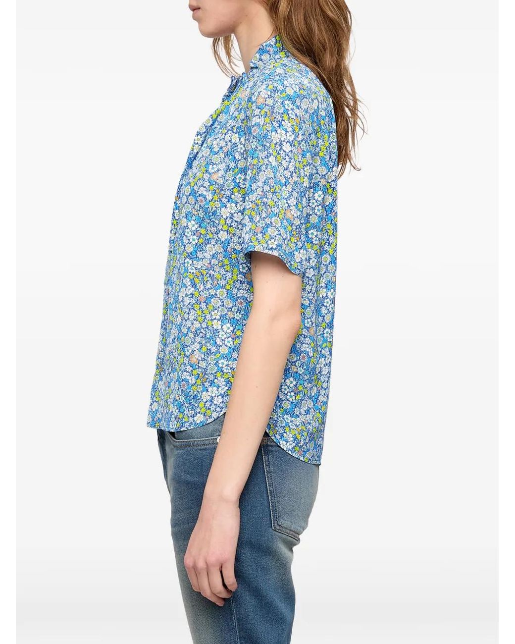 Zadig & Voltaire Blue Topher Floral-Print Blouse