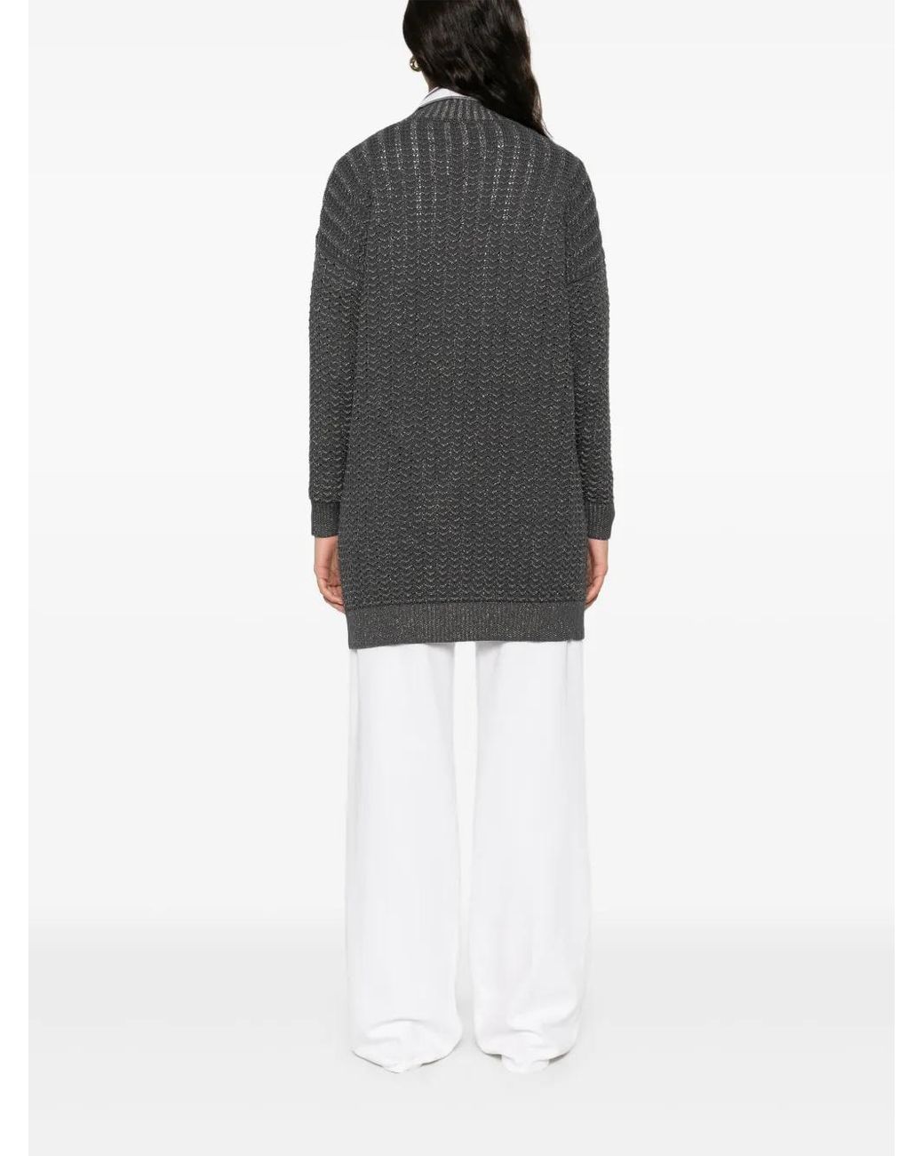 Eleventy Gray Metallic-Threading Cardigan