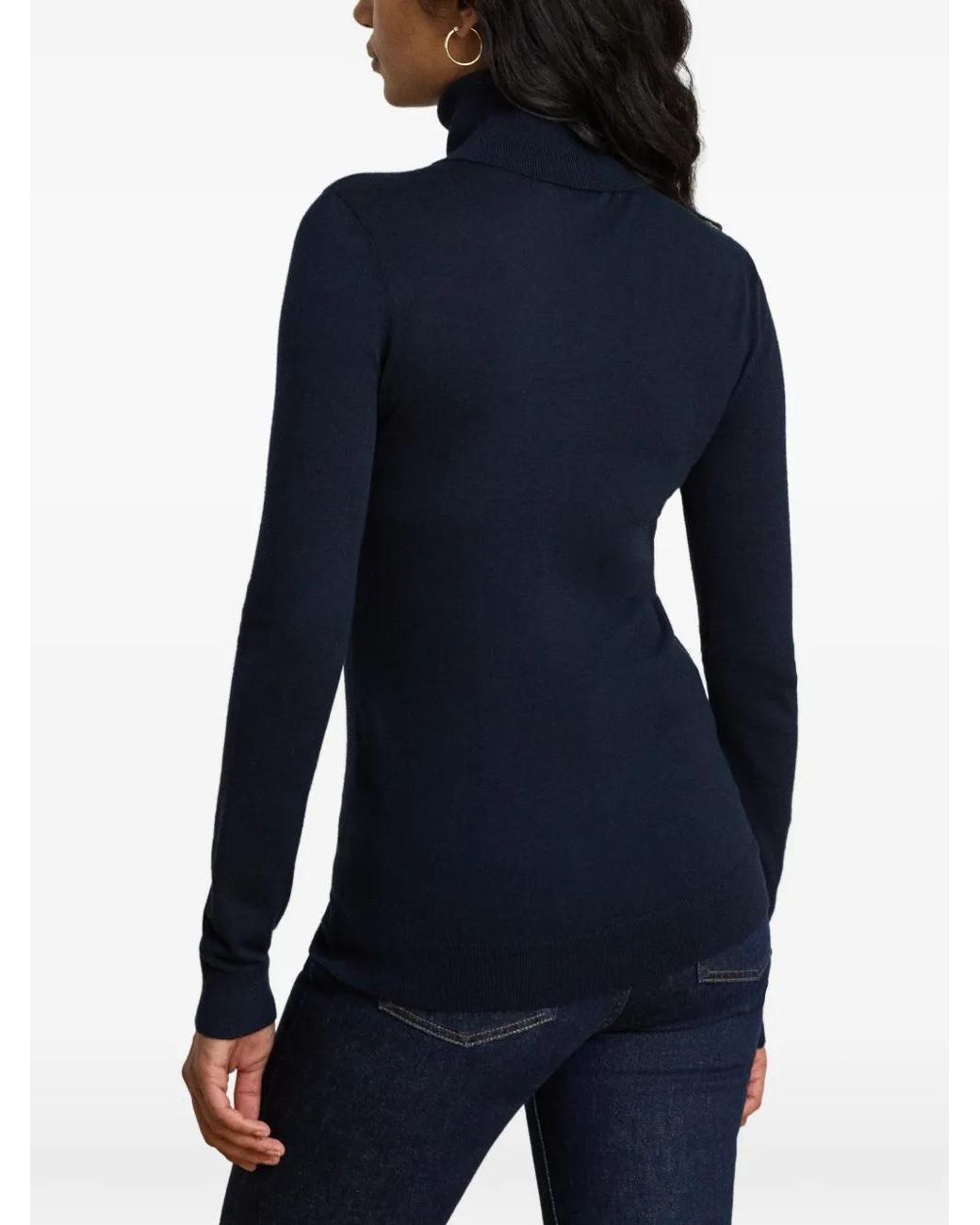 Ralph Lauren Blue Logo-Plaque Turtleneck Sweater