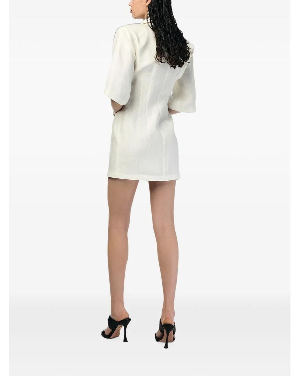 ANDRA ANDREESCU White Button-Front Linen Mini Dress