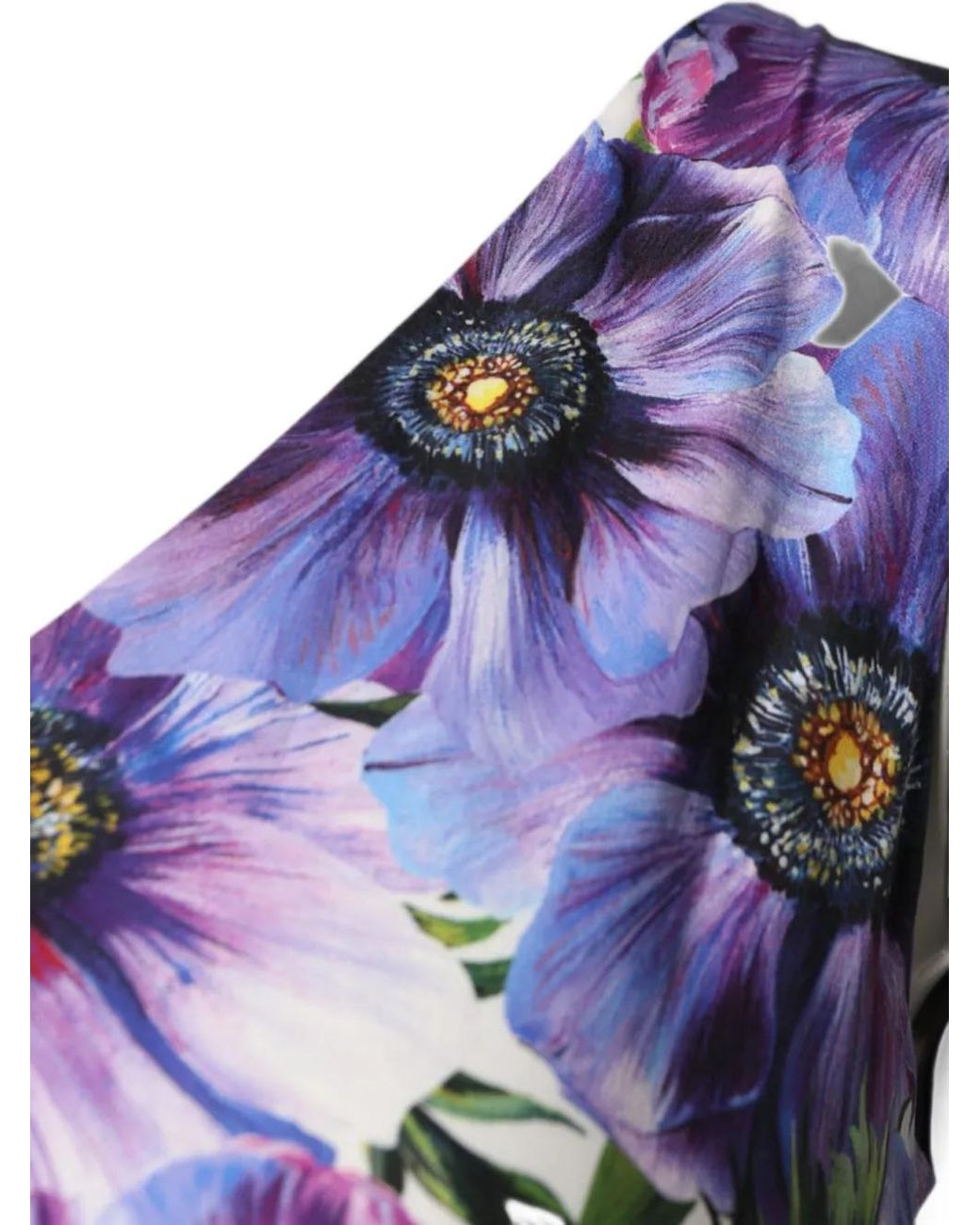 Dolce & Gabbana Purple Anemone-Print Pleated Midi Dress