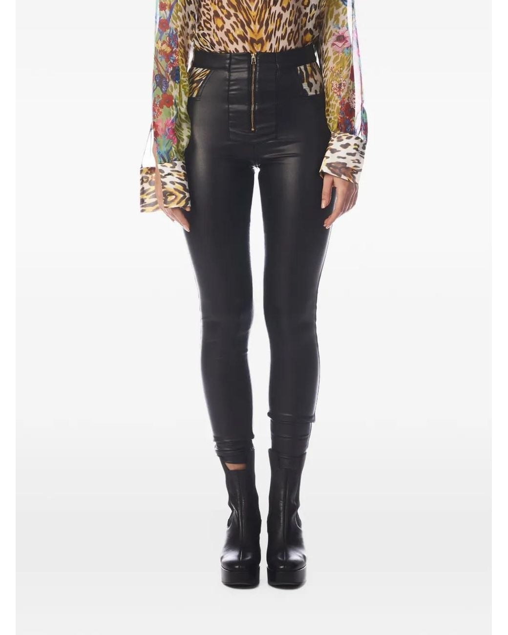 Tessitura Body Couture Black High-Waisted Stud-Embellished Trousers